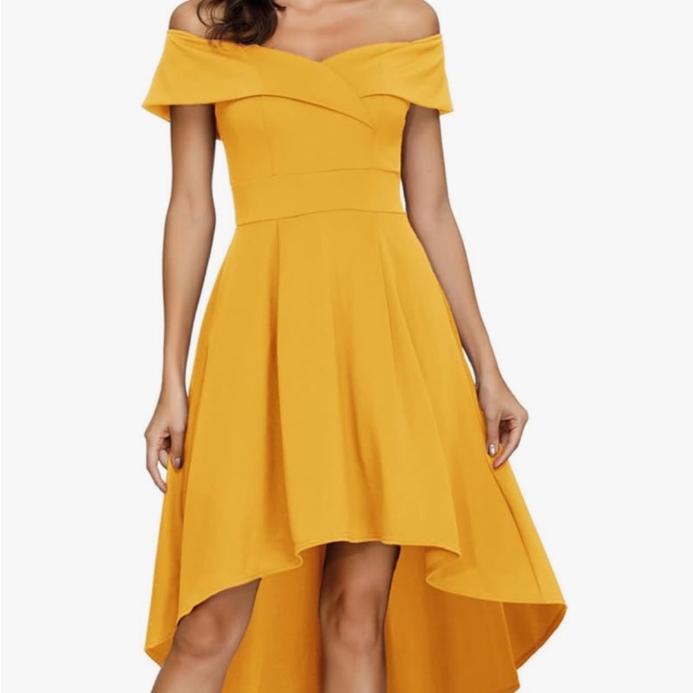 Elegant Off-Shoulder Yellow Dress
